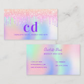 ホロクラプシスグリッターモノグラムのメイクアップヘア 名刺 (正面/裏面)