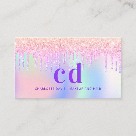 ホロクラプシスグリッターモノグラムのメイクアップヘア 名刺 (正面)