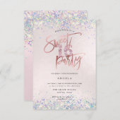 ホログフェイクラムスイート16スタッドダイヤモンド赤面 招待状 (正面/裏面)