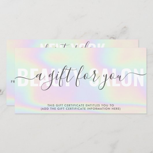 ホログラエレガントム一角虹サロンギフトカード (正面/裏面)