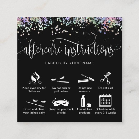 ホログラフのアフターケアカードまつげ拡張アイコン スクエア名刺 (正面)