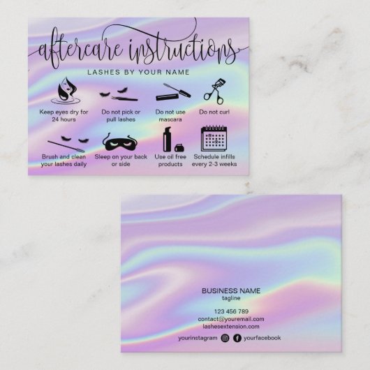ホログラフのアフターケアカードまつげ拡張アイコン 名刺 (正面/裏面)