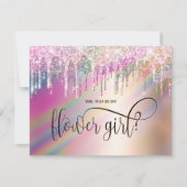 ホログラフのドリップス　あなたは私のフラワーガールになってくれる？ 招待状 (正面)