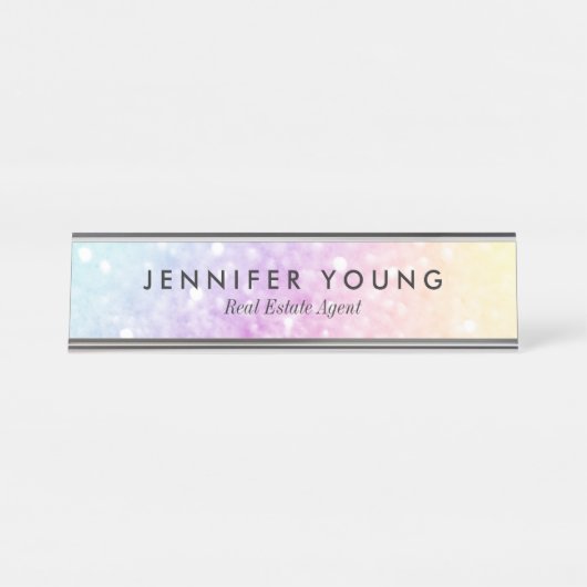 ホログラフィかわいらしックグリッターグラマガーリーラス デスクネームプレート (正面)