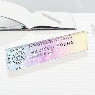 ホログラフィかわいらしックグリッターグラマガーリーラス デスクネームプレート