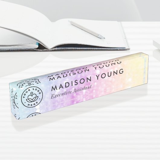 ホログラフィかわいらしックグリッターグラマガーリーラス デスクネームプレート