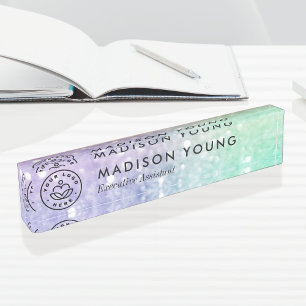 ホログラフィかわいらしックグリッターグラマガーリーラス デスクネームプレート