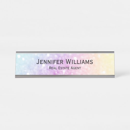 ホログラフィかわいらしックグリッターグラマガーリーラス デスクネームプレート (正面)