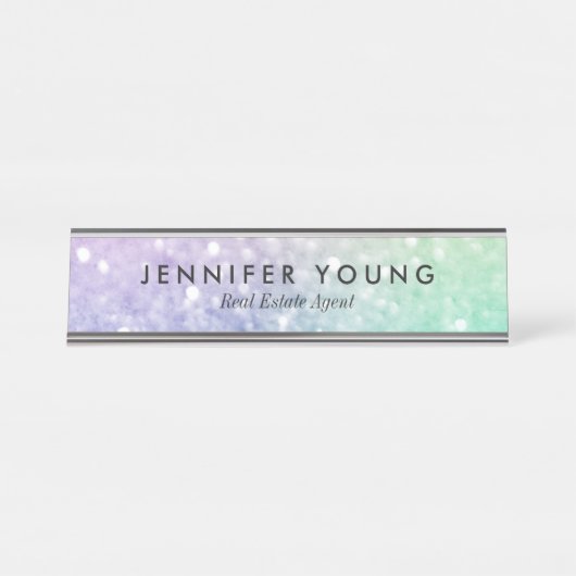 ホログラフィかわいらしックグリッターグラマガーリーラス デスクネームプレート (正面)