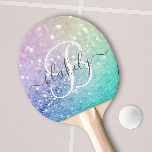 ホログラフィかわいらしックグリッターグラマガーリーラス 卓球ラケット