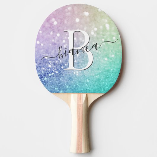 ホログラフィかわいらしックグリッターグラマガーリーラス 卓球ラケット (正面)