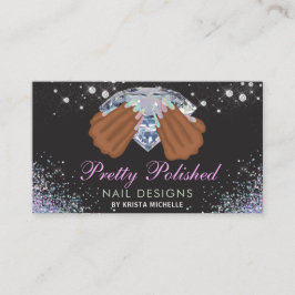 ホログラフィかわいらしックダイヤモンドグリッター爪、 ネイル 名刺