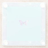 ホログラフィかわいらしックバタフライコースターアクア ガラスコースター (裏面)