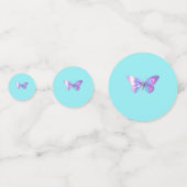 ホログラフィかわいらしックバタフライテーブル紙吹雪アクア コンフェッティ (正面)