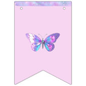 ホログラフィかわいらしックバタフライバンティングバナーピンク バンティングフラッグ (第2の旗)