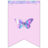 ホログラフィかわいらしックバタフライバンティングバナーピンク バンティングフラッグ (第1の旗)