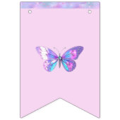 ホログラフィかわいらしックバタフライバンティングバナーピンク バンティングフラッグ (第3の旗)