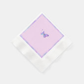 ホログラフィかわいらしックバタフライペーパーナプキンピンク 縁ありカクテルナプキン (角)