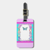 ホログラフィかわいらしックバタフライラゲージタグアクア ラゲッジタグ (正面縦)