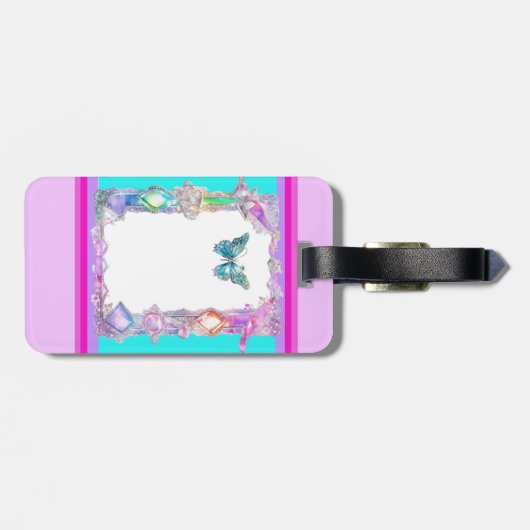 ホログラフィかわいらしックバタフライラゲージタグアクア ラゲッジタグ (裏面横)