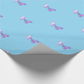 ホログラフィかわいらしックバタフライラッピング紙ブルー ラッピングペーパー (角)