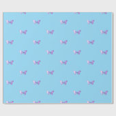 ホログラフィかわいらしックバタフライラッピング紙ブルー ラッピングペーパー (フラット)