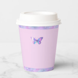 ホログラフィかわいらしックバタフライ紙カップピンク 紙コップ