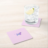 ホログラフィかわいらしックバタフライ紙コースター スクエアペーパーコースター (インサイチュ)