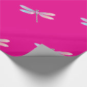 ホログラフィかわいらしックピンクのトンボ包み紙 ラッピングペーパー (角)