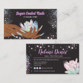 ホログラフィかわいらしック結晶グリッター爪、 ネイル 名刺 (正面/裏面)