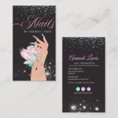 ホログラフィかわいらしック結晶グリッター爪、 ネイル 名刺 (正面/裏面)