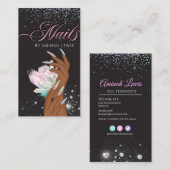 ホログラフィかわいらしック結晶グリッター爪、 ネイル 名刺 (正面/裏面)