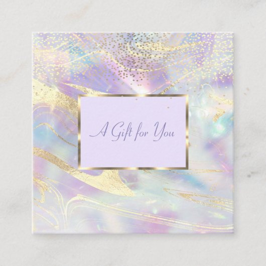 ホログラフィかわいらしック、オパール、フレーム、紙吹雪 割引カード (正面)