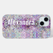 ホログラフィきらきら光るックの輝きグリッター紫 Case-Mate iPhoneケース (裏面 (横))