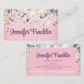 ホログラフィきらきら光るックグリッターメイクアップアーティストピンク 名刺 (正面/裏面)