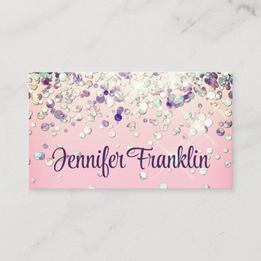 ホログラフィきらきら光るックグリッターメイクアップアーティストピンク 名刺 (正面)