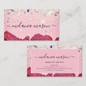 ホログラフィきらきら光るックグリッターメイクアップアーティスト美しい 名刺 (正面/裏面)