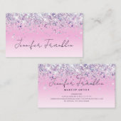 ホログラフィきらきら光るックグリッターメイクアーティストスクリプトピンク 名刺 (正面/裏面)