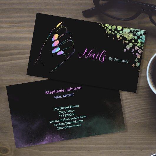 ホログラフィきらめくックグリッターネイルアートマニキュア 名刺