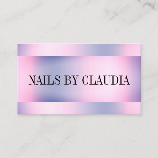 ホログラフィエレガントスタイリッシュックバラ金ゴールド紫爪、 ネイル 名刺 (正面)