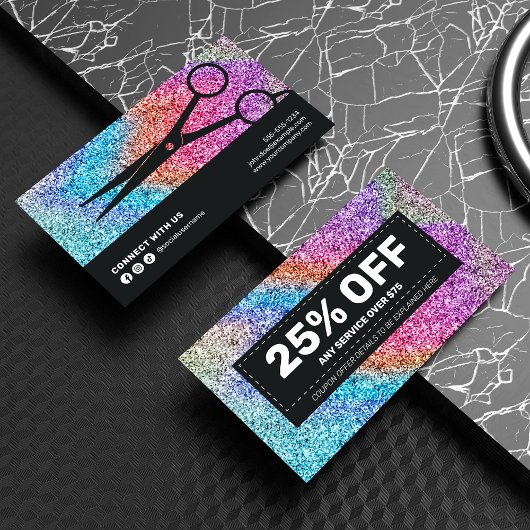 ホログラフィエレガントックきらめくグリッターヘアスタイリスト 割引カード