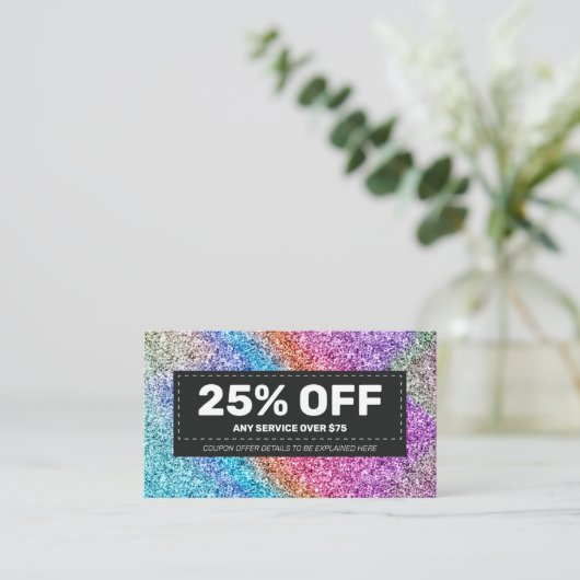 ホログラフィエレガントックきらめくグリッターヘアスタイリスト 割引カード (スタンド正面)