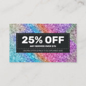 ホログラフィエレガントックきらめくグリッターヘアスタイリスト 割引カード (正面)