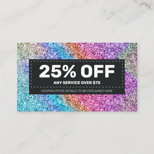 ホログラフィエレガントックきらめくグリッターヘアスタイリスト 割引カード (正面)