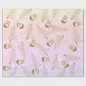 ホログラフィエレガントックと金ゴールドのクリスマスパターン ラッピングペーパー (フラット)