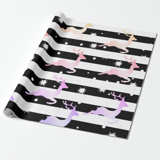 ホログラフィエレガントックのクリスマスのトナカイ模様 ラッピングペーパー (アンロールド)