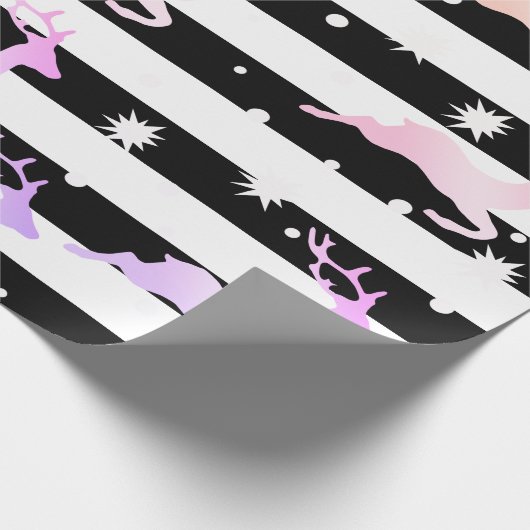 ホログラフィエレガントックのクリスマスのトナカイ模様 ラッピングペーパー (角)