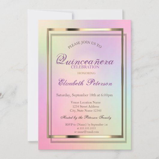 ホログラフィエレガントックカッコいいクインセアニラ 招待状 (正面)