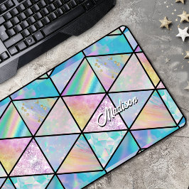 ホログラフィエレガントックカラフル デスクマット