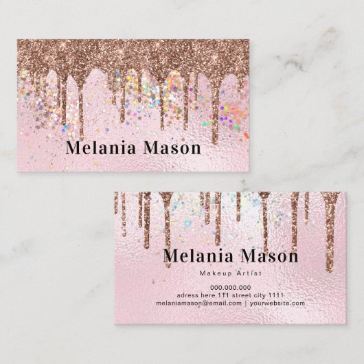 ホログラフィエレガントックグリッターアーティストの金ゴールド駆動 名刺 (正面/裏面)